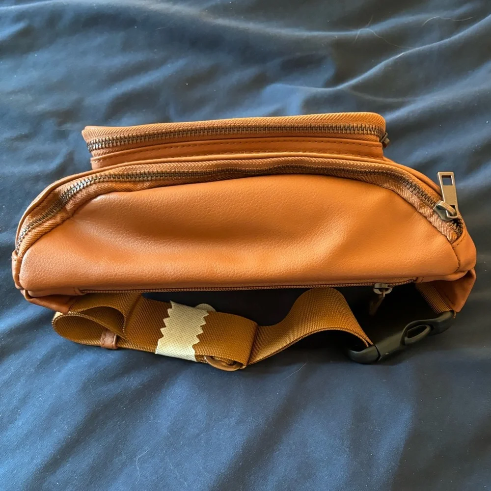 Kibou diaper belt bag! Leather-look Tan Baby Bag Waist Pack